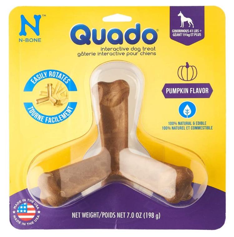 N-Bone Quado Interactive Dental Dog Treat - Pumpkin